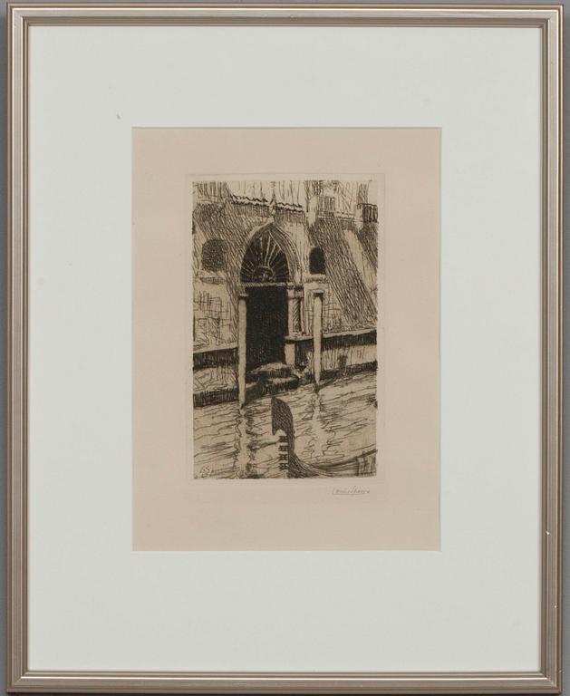 LOUIS SPARRE, etsning, signerad.