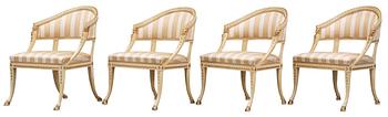 597. Four (3+1) late Gustavian armchairs by E. Ståhl.
