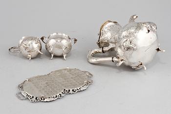 KAFFESERVIS, 4 delar, silver, GEWE, Malmö, 1960-tal. Vikt 1440 g.