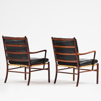 Ole Wanscher, an early pair of rosewood "Colonial Chair" model PJ 149, Poul Jeppesen, Denmark, ca. 1950.