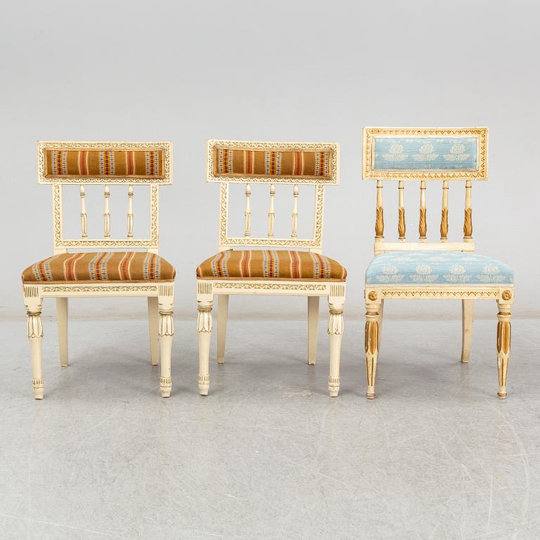 Chairs 1+2, one late gustavian, two 19th century.