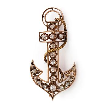 Rintakoru, antiikkihiottuja timantteja, 14K kultaa, Pietari, 1800-luvun loppu.