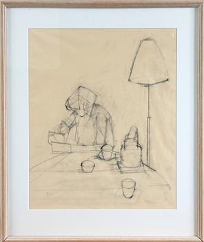 FRITZ SJÖSTRÖM, teckning, monogramsign och dat 56.