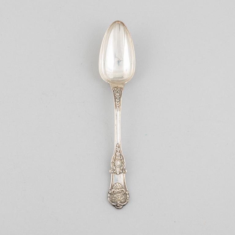 A Swedish silver serving spoon, mark of Adolf Zethelius, Stockholm 1846.