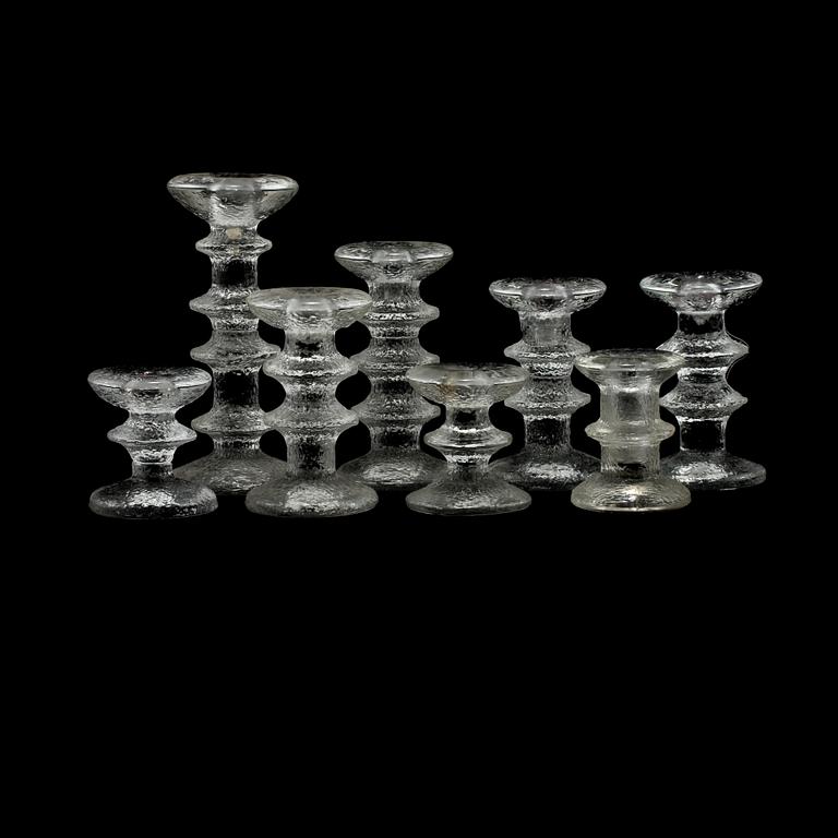 LJUSSTAKAR, 8 st, glas, "Festivo", Timo Sarpaneva, Iittala, 1900-talets andra hälft.