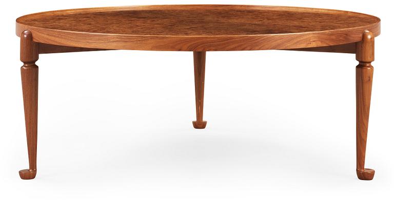 A Josef Frank burrwood and walnut sofa table, Svenskt Tenn, model 2139.