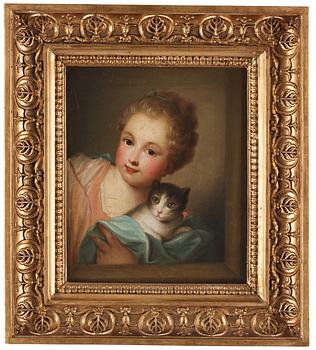 449. Johann Heinrich Tischbein Circle of, A young girl with a cat.