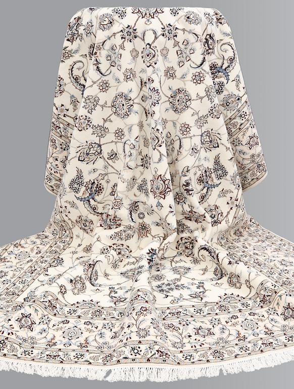 A part silk Nain carpet, so called 6LAA, ca 354 x 250 cm.