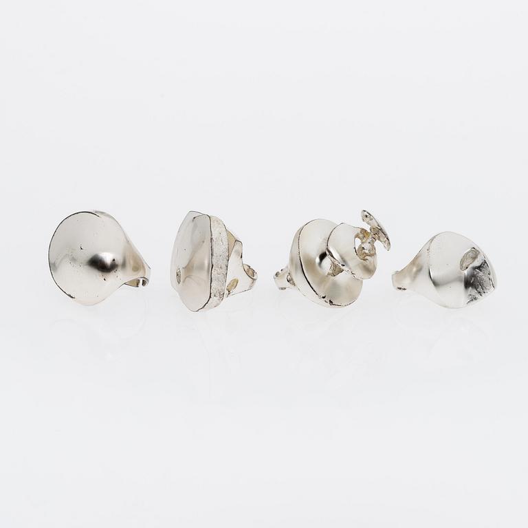 POUL HAVGAARD, RINGAR, 4 st. sterling silver, bl. a. New Born, Wild Rose, Isolation, Lapponia 1970-tal.