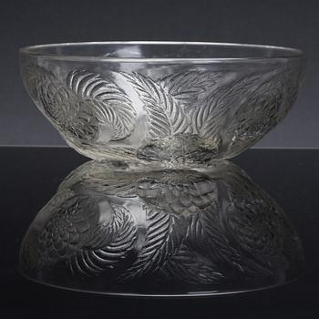 A RENE LALIQUE, GLASS BOWL, branded R. Lalique and unclear numbered.