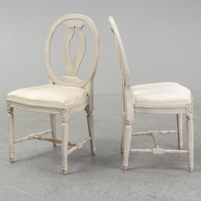 Eight Gustavian style chairs, second half of the 20th Century.