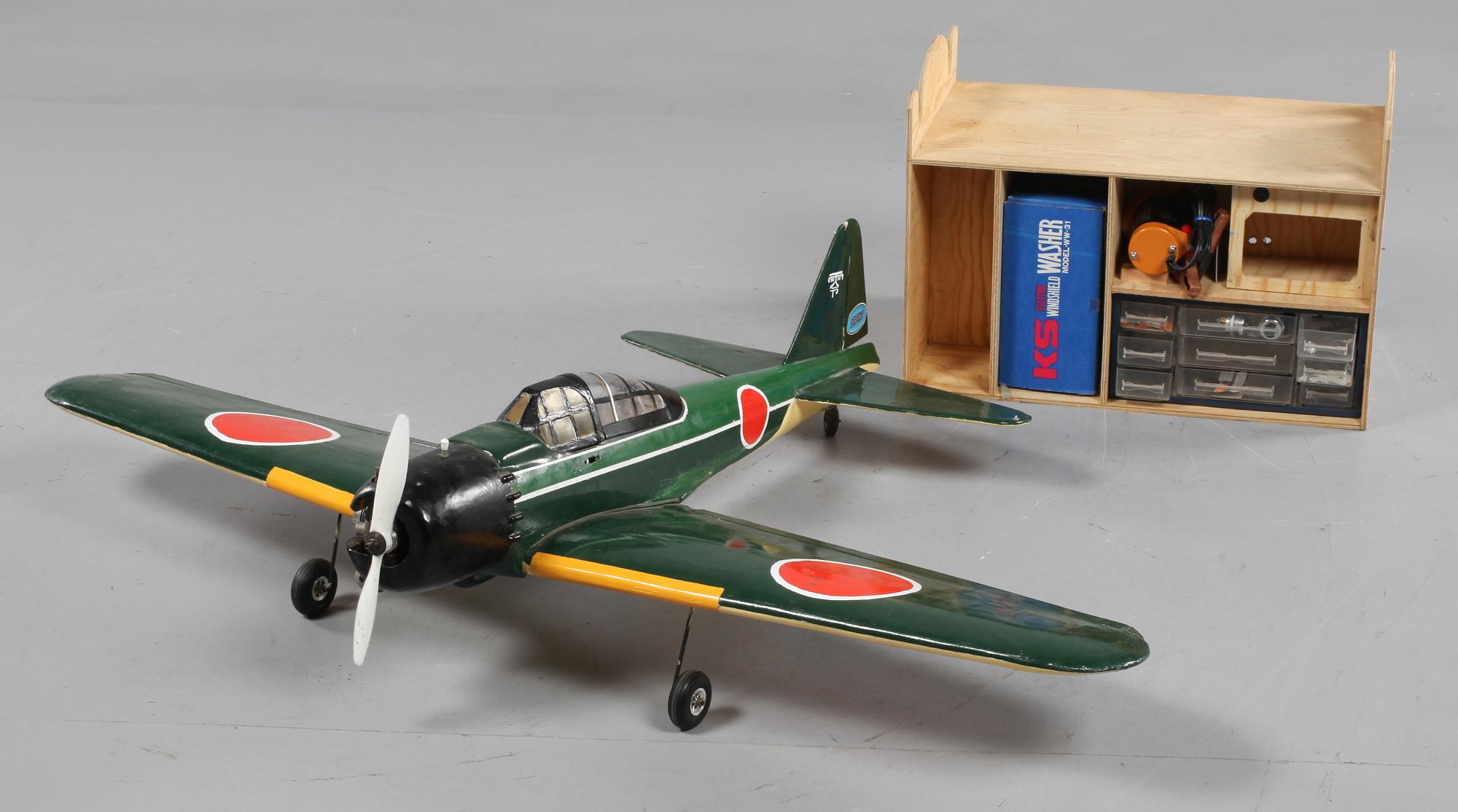 MODELLFLYGPLAN, "Mitsubishi A6M Zero", med startare mm, 1900-talets andra hälft.