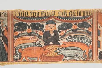 BONADSMÅLNING, tillskriven Johannes Nilsson, Breared, Halland, tidigt 1800-tal.