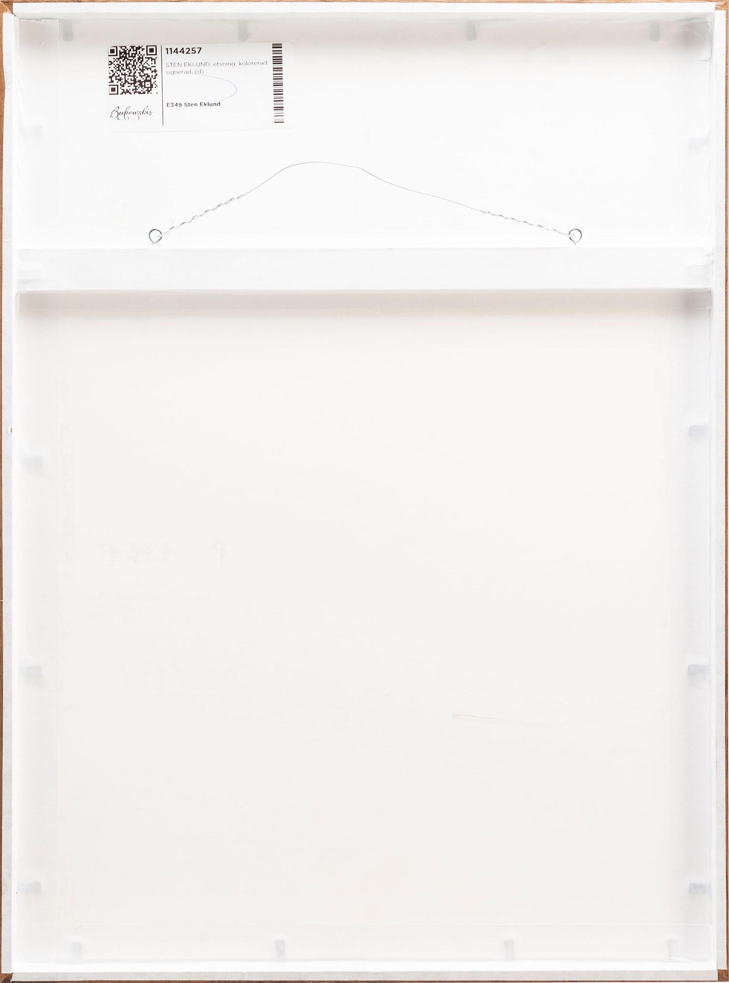 STEN EKLUND, etsning, handkolorerad, signerad.