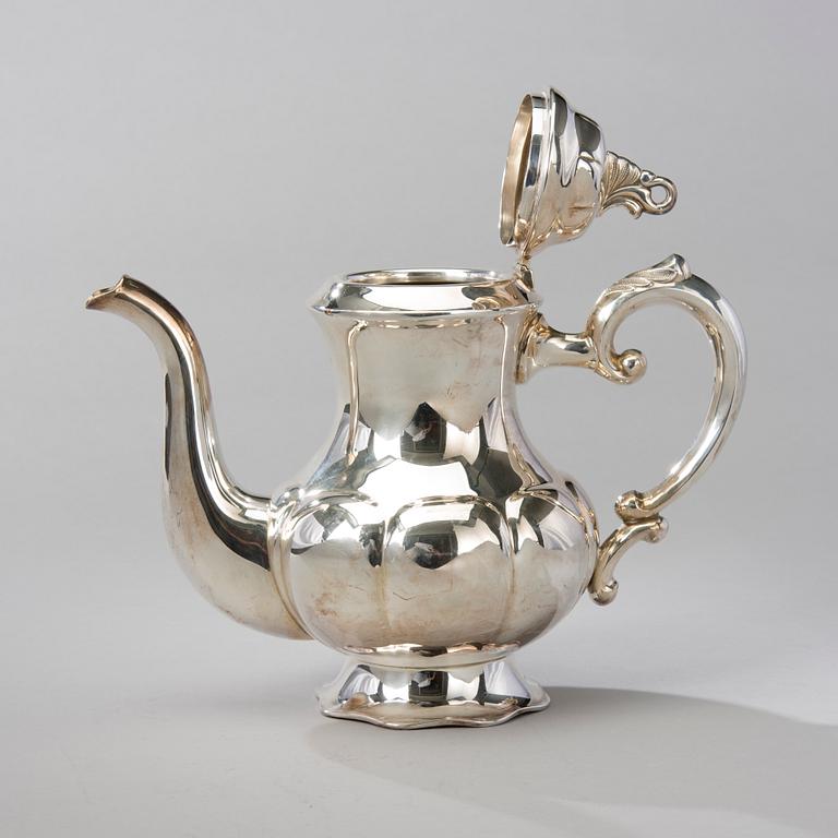 KAFFESERVIS, 3 st, silver, Helsingfors 1952. Totalvikt 1193 g.