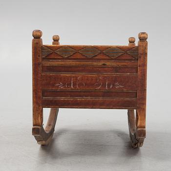 A Swedish cradle, Hälsingland, probably. Dated 1851.
