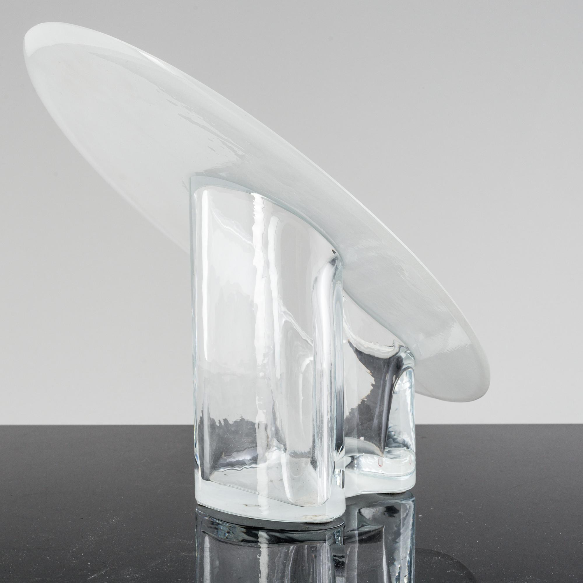 A glass vase designed by Timo Serpaneva signed and dated 1993 for Ittala.