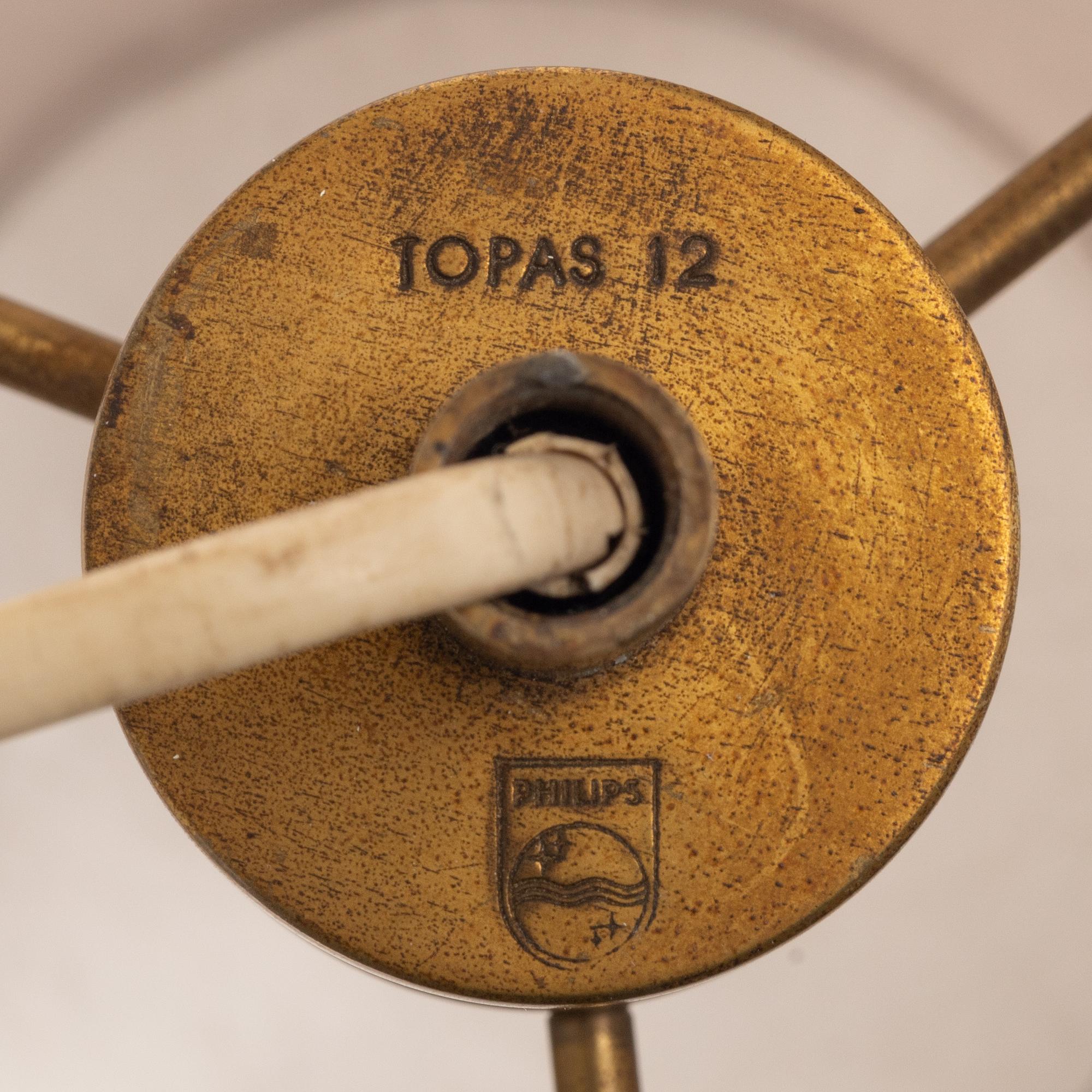 Hans Bergström, tillskriven. Taklampor, ett par, "Topas 12", Philips, 1960-tal.