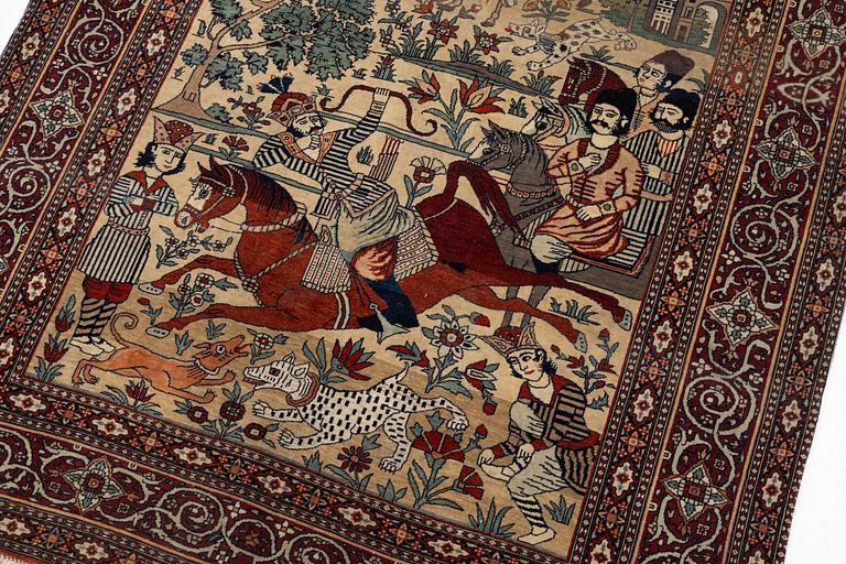 A pictoral Kashan 'Mohtasham' rug, central Persia (Iran), c. 218 x 141 cm.
