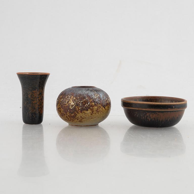 Stig Lindberg, a set of seven miniatures, Gustavsberg Studio ( five vases, two bowls).