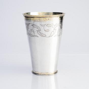Christopher Richter, bägare, delvis förgyllt silver, Stockholm 1696. Karolinsk.