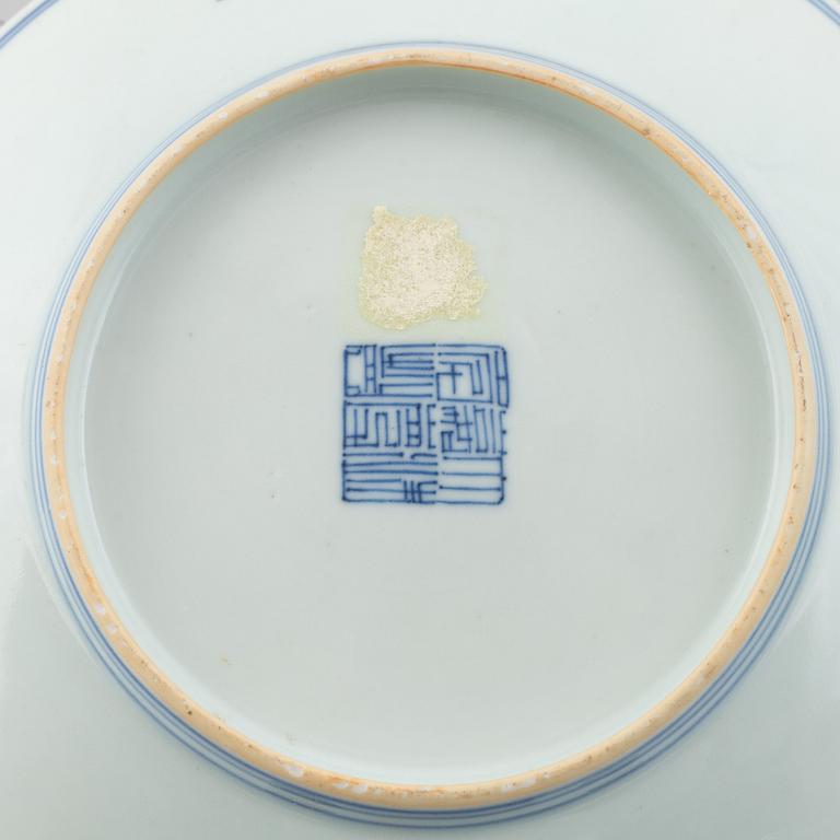 Six blue and white porcelain plates, China, Qing dynasty, 18th-19th century.