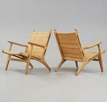 HANS J WEGNER, fåtöljer, ett par "CH-27", Carl Hansen & Son, Danmark.