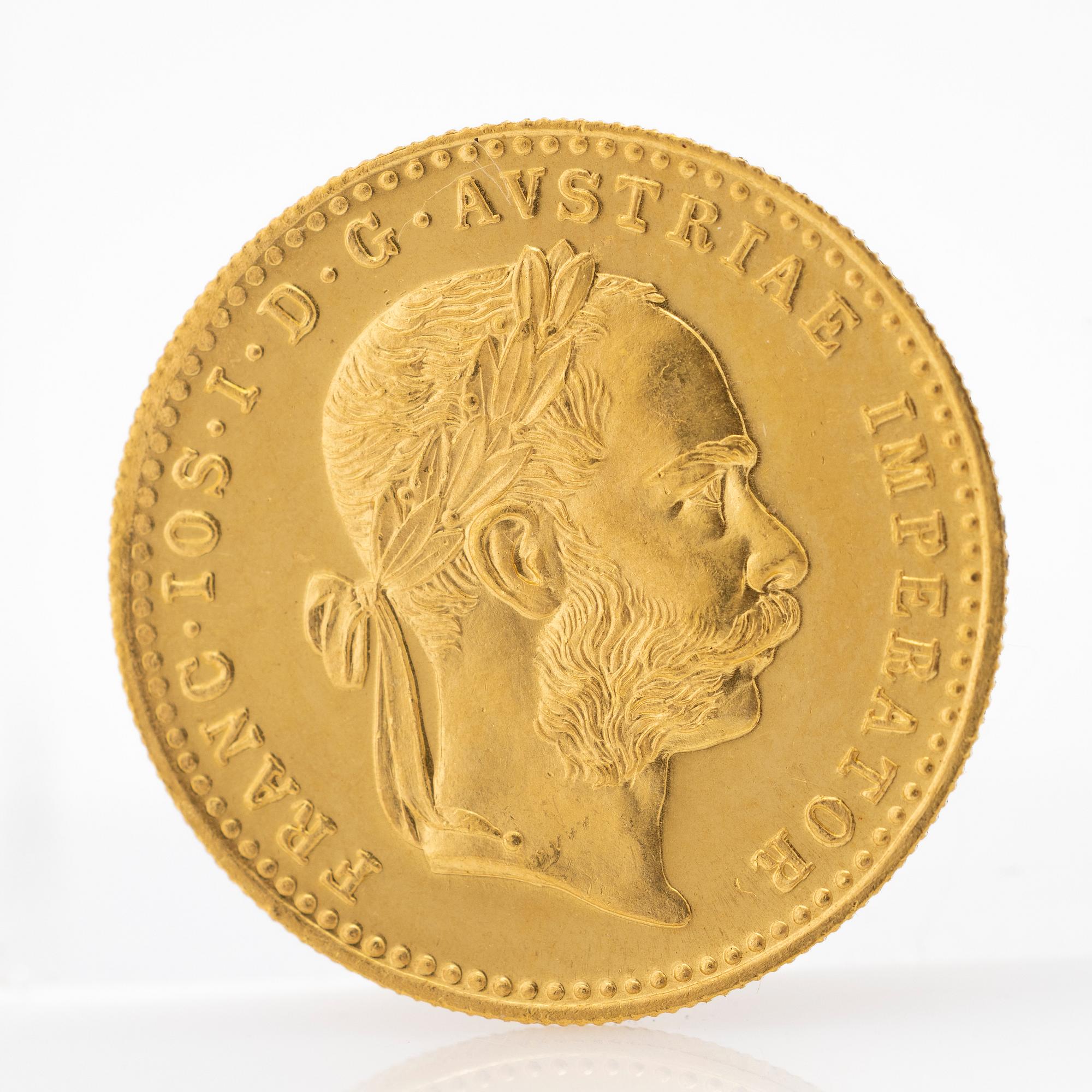 Gold coin, Austria-Hungary, Franz Joseph 1 Ducat, 1915.