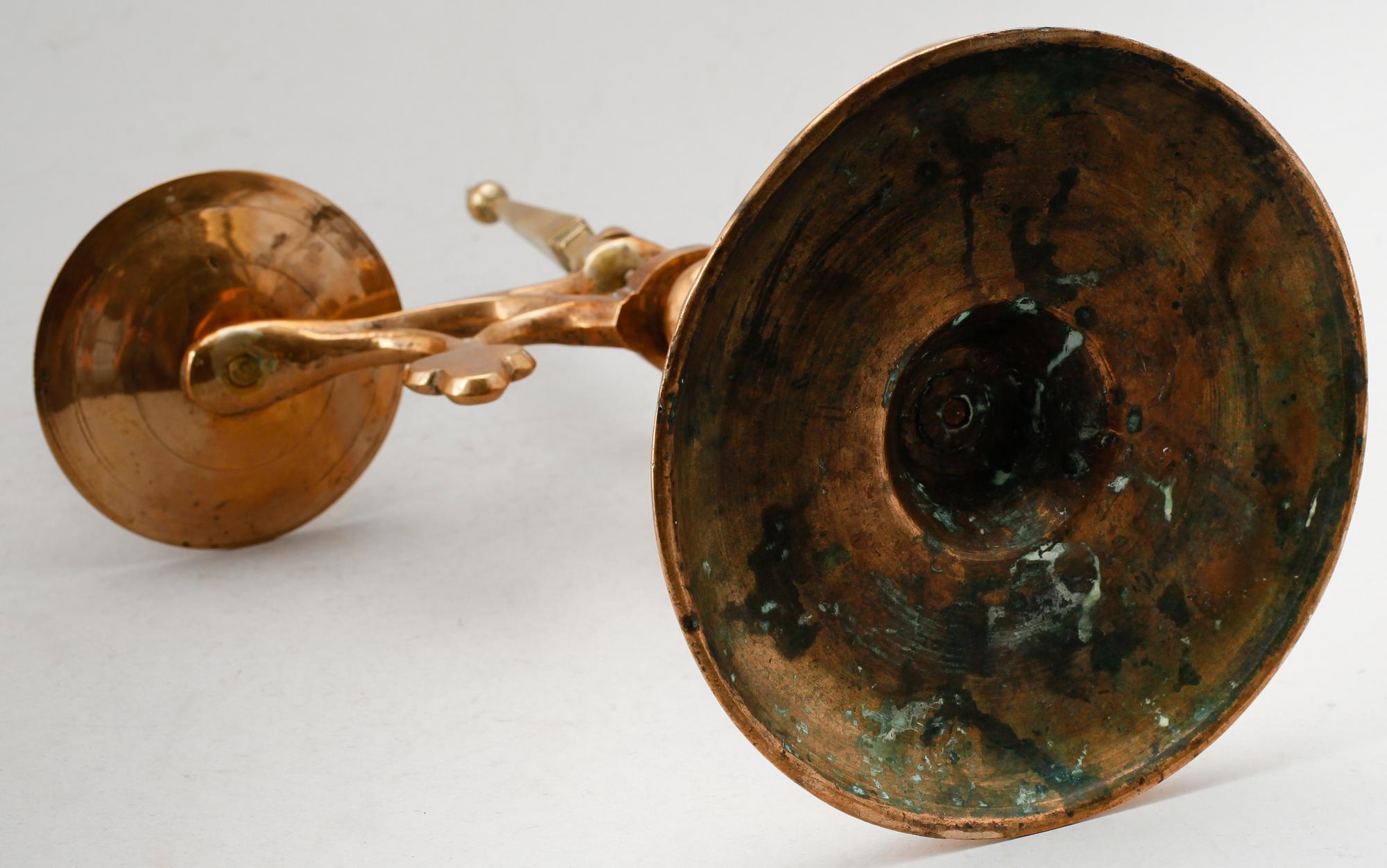 KANDELABER, mässing, barock, 1700-tal.