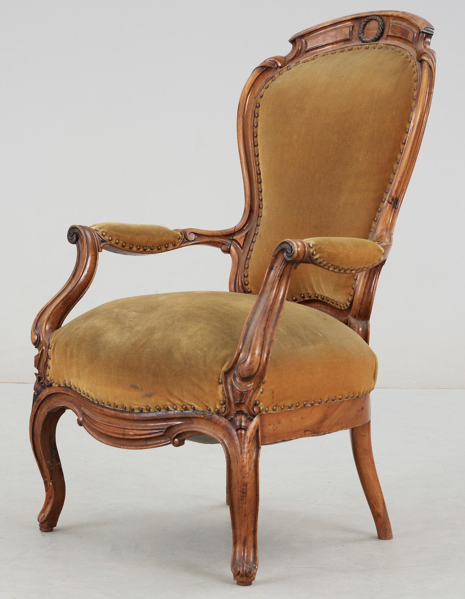 FÅTÖLJ, nyrokoko, 1800-talets slut.