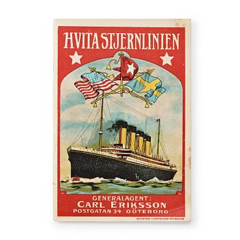 1521. BROCHURE. "HVITA STJERN LINIEN", GENERAL AGENT CARL ERIKSSON, POSTGATAN 34, GOTHENBURG.