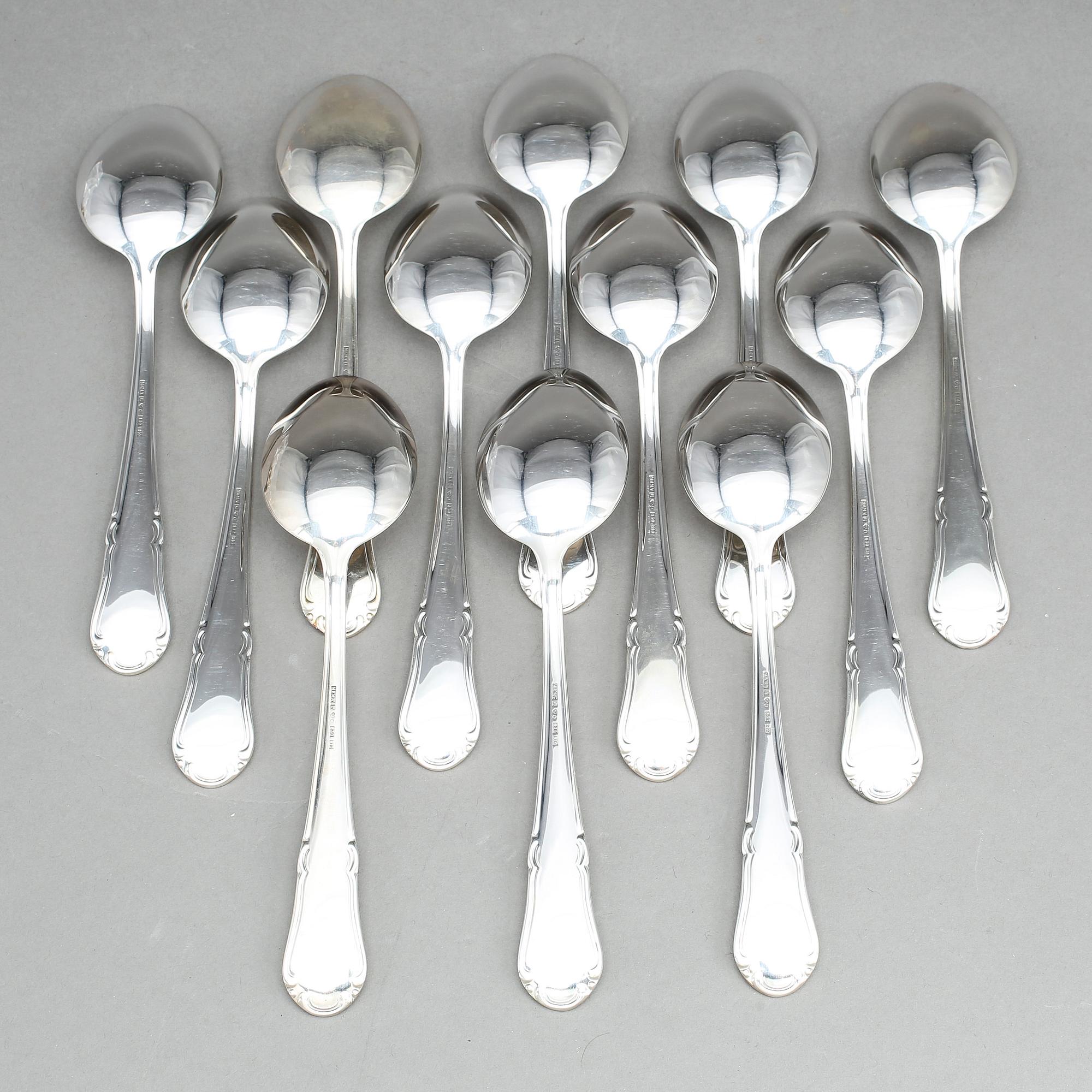 BORDSSKEDAR, 12 st, silver, "Rådhus", Mema, Linköping. Vikt ca 590 gram.