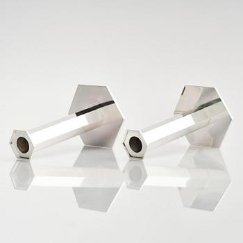 Wiwen Nilsson, a pair of sterling silver candlesticks, Lund, Sweden, 1973-1974.