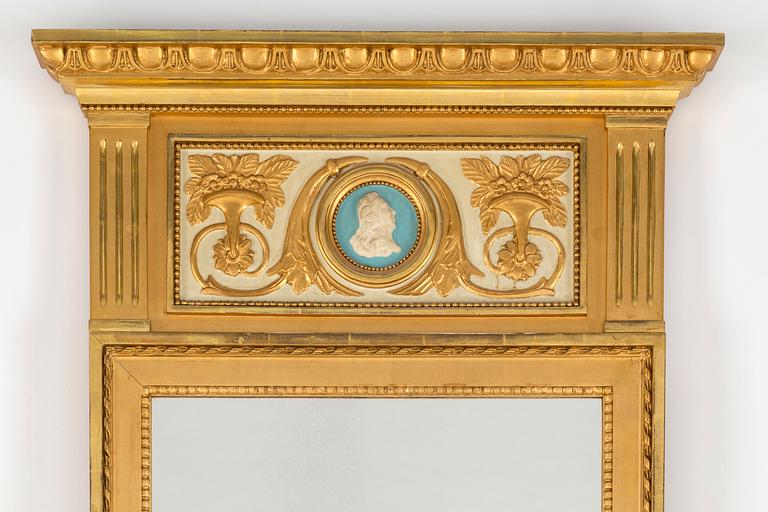 A MIRROR AND CONSOLE TABLE, gustavian style, mid 1900s.