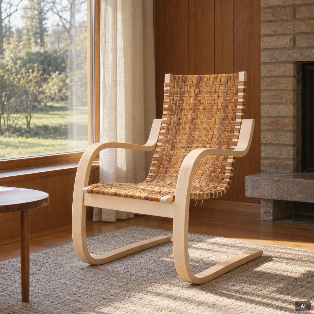 Alvar Aalto, fåtölj, modell 406, Artek, 1900-talets andra hälft.