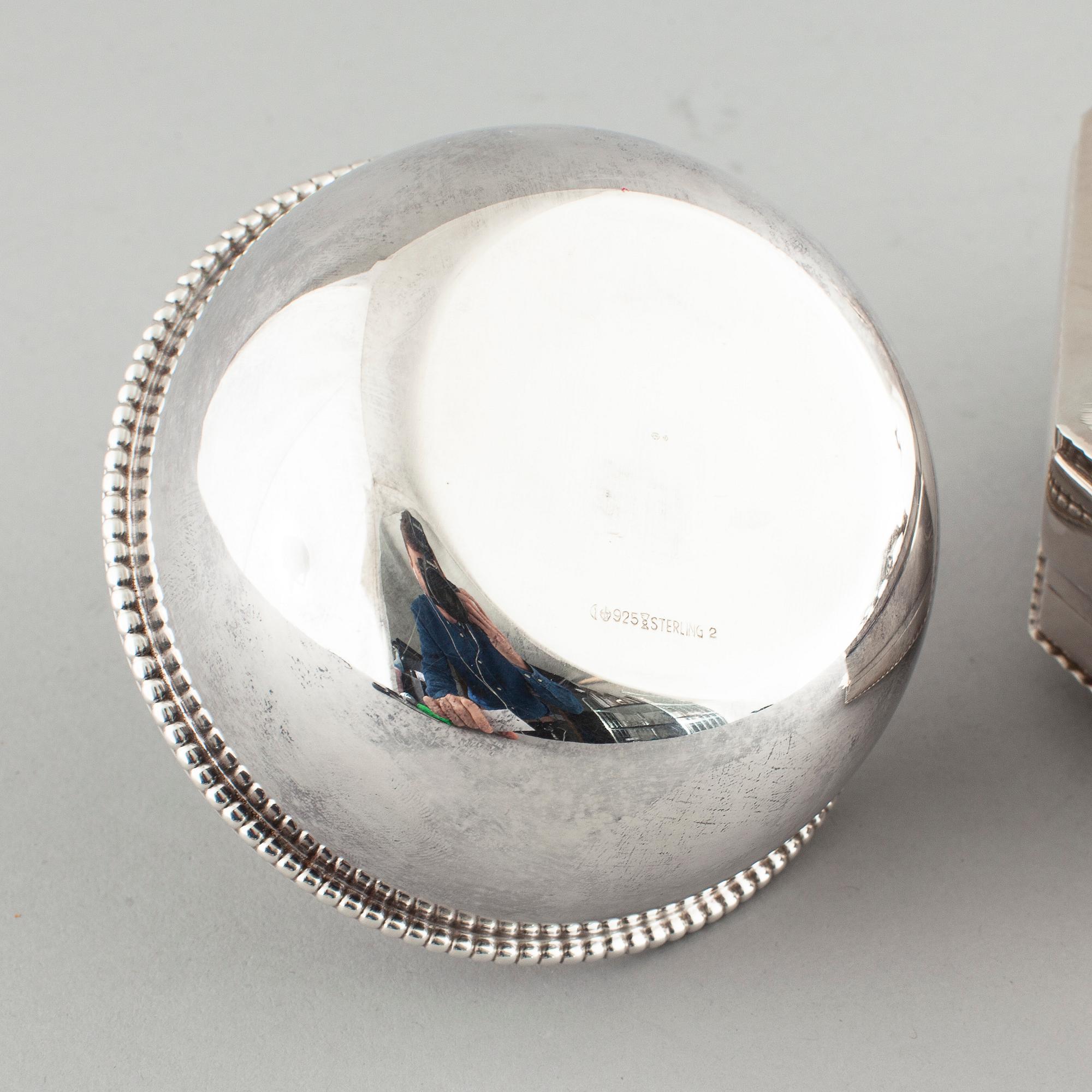 BOXES, 1+1, silver, totally approx 640 gram.