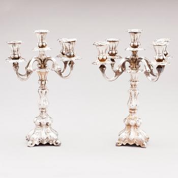 Two five-light silver candelabra, Kultakeskus, Hämeenlinna, Finland 1945 and 1985/-86.