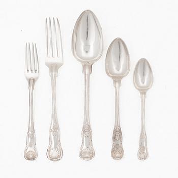 Cutlery, 30 pieces, silver, including JE Torsk, Stockholm, 1862.