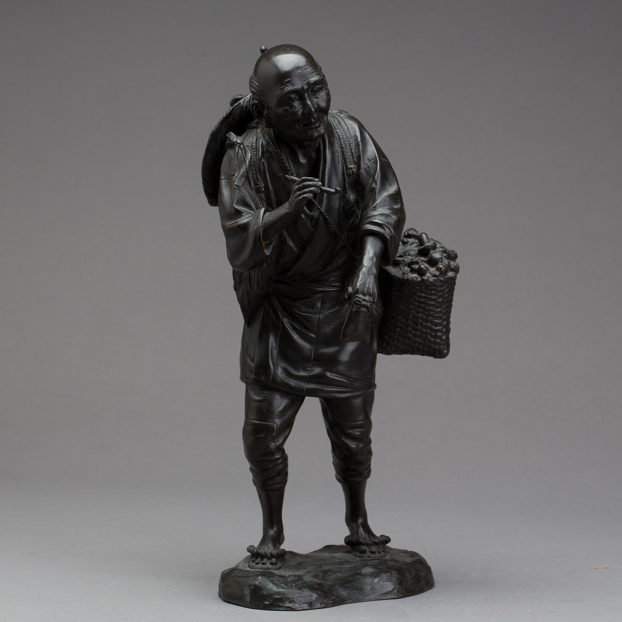 FIGURIN, brons, signerad, Japan, 1900-talets början.