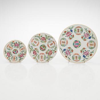 Nine late Qing dynasty porcelain plates, early 20th century.
