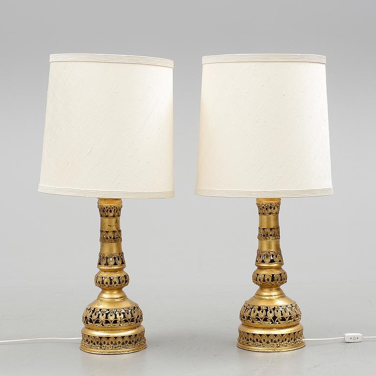 BORDSLAMPOR, ett par, 1900-tal.