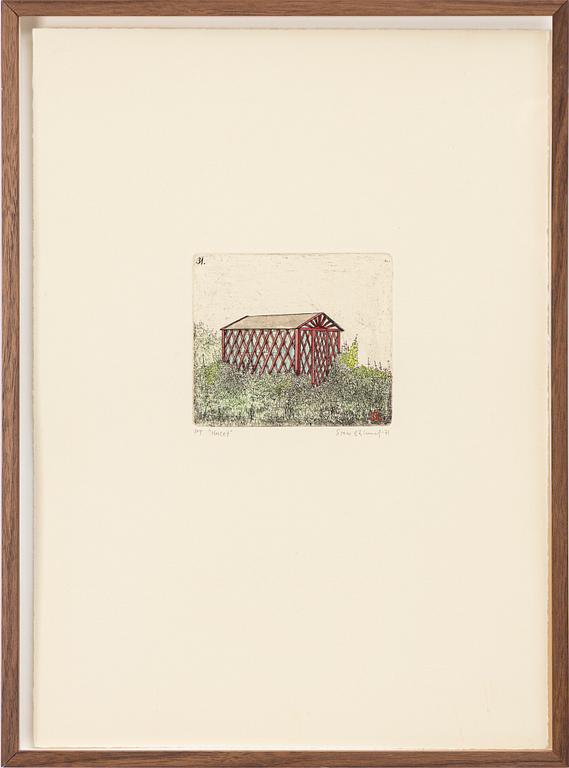 Sten Eklund, "Ett av husen vid 4 på bild 3" ur "Kullahusets hemlighet".