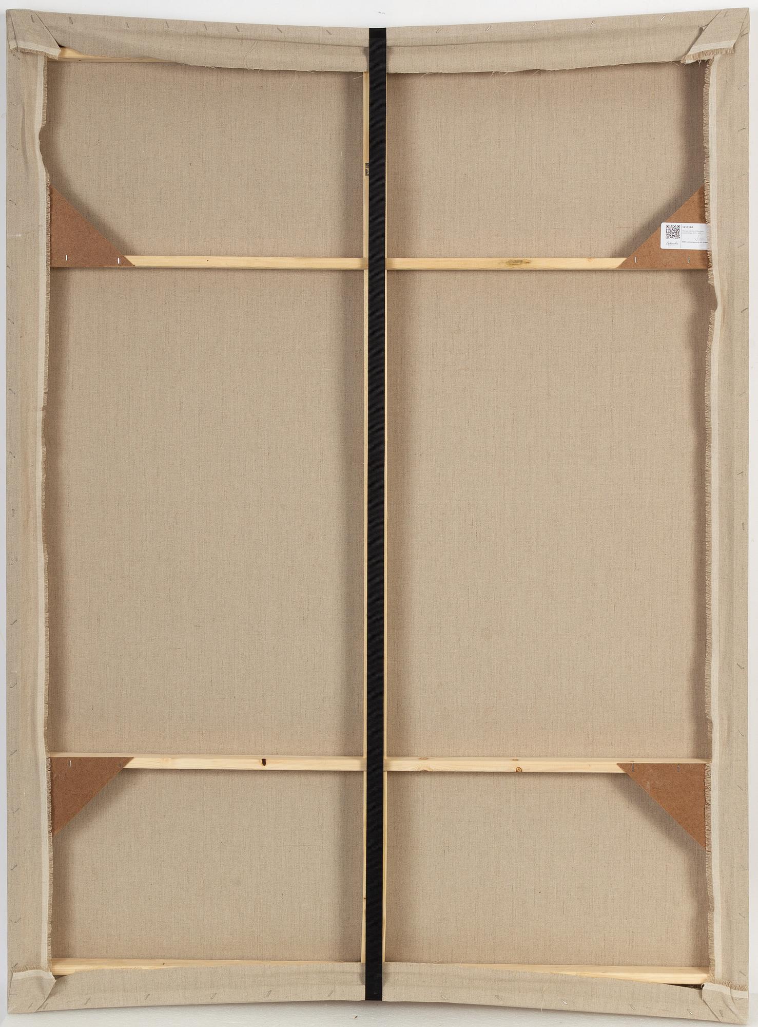 Morgan-Richard Murphey, assemblage, ratchet clamp and raw linen on aluminium stretcher bars.