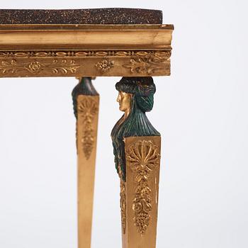 A gilt wood late Gustavian console table, circa 1800.