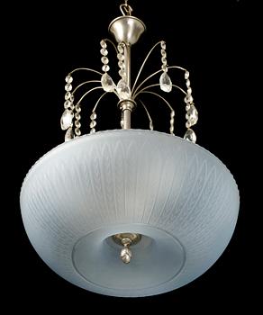 TAKLAMPA, stål och glas, 1900-talets mitt.