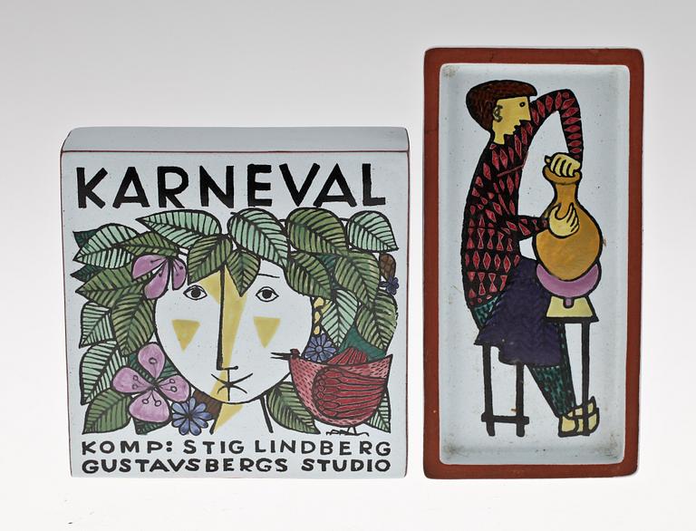 FAT SAMT SKYLT. Fajans. "Karneval" Stig Lindberg, Gustavsberg.