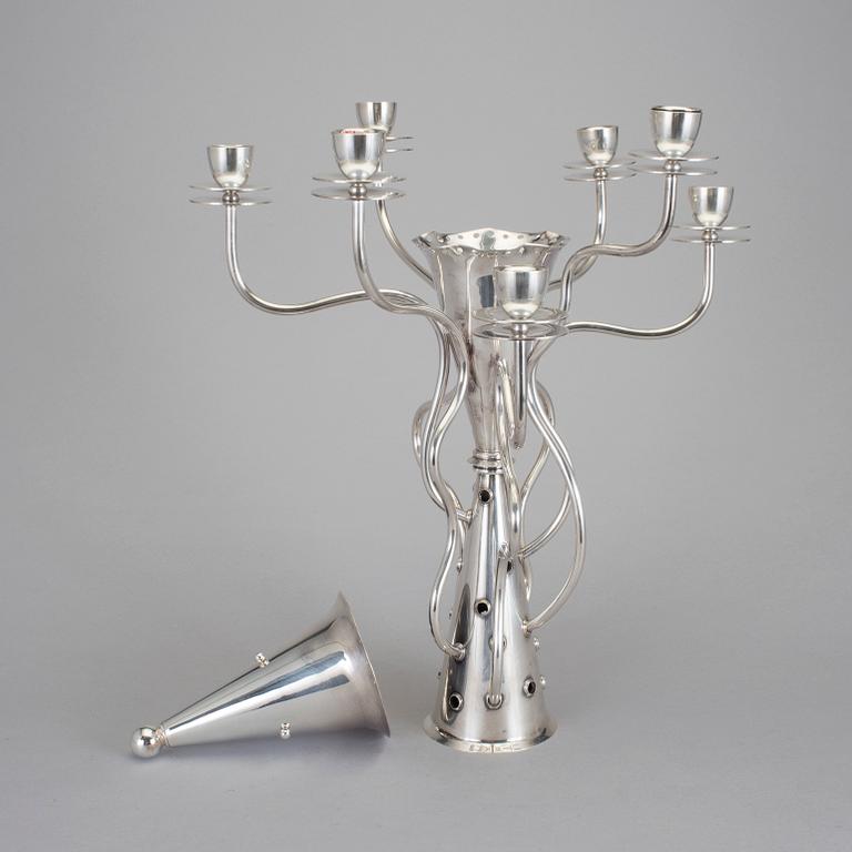 BOREK SIPEK, kandelaber, nysilver, "Simon", Drade, formgiven 1989.