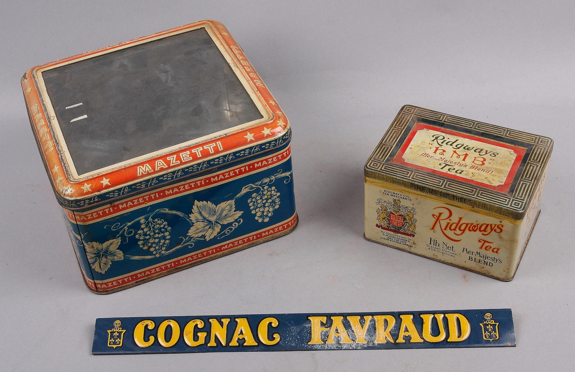 PLÅTBURKAR 5 st samt SKYLT. 1900-tal.