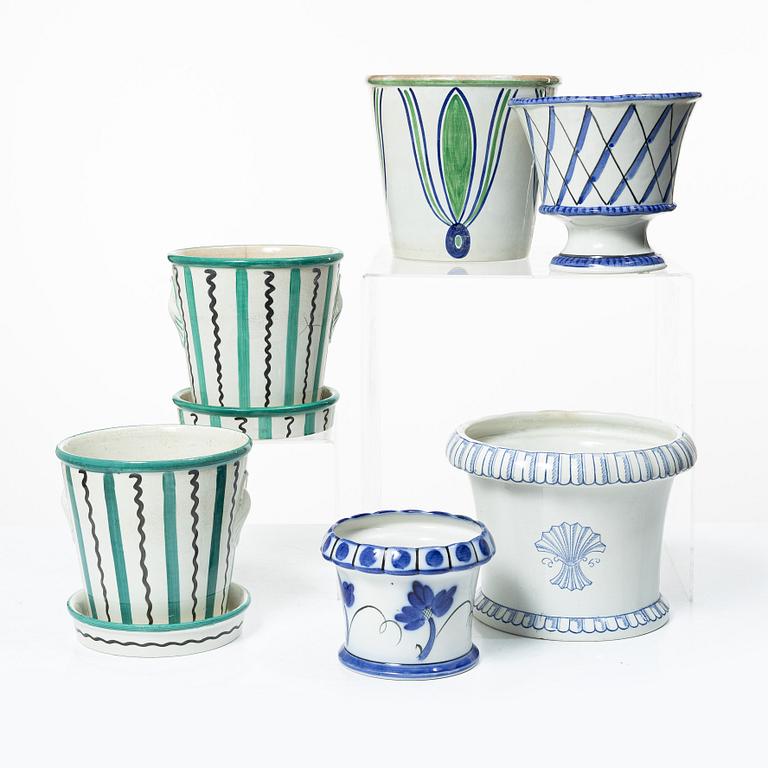 Wilhelm Kåge, ytterfoder, 6 st, flintgods, Gustavsberg, 1920-40-tal.