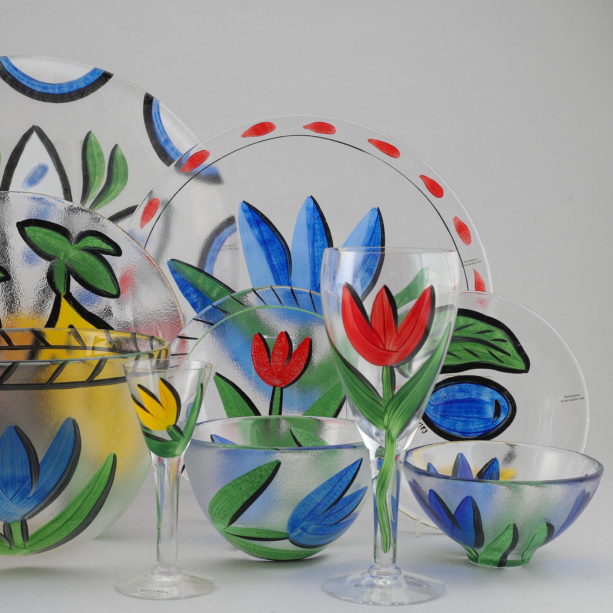 A glass service, 'Tulipa' 56 pcs, by Ulrica Hydman-Vallien, Kosta Boda, signed.